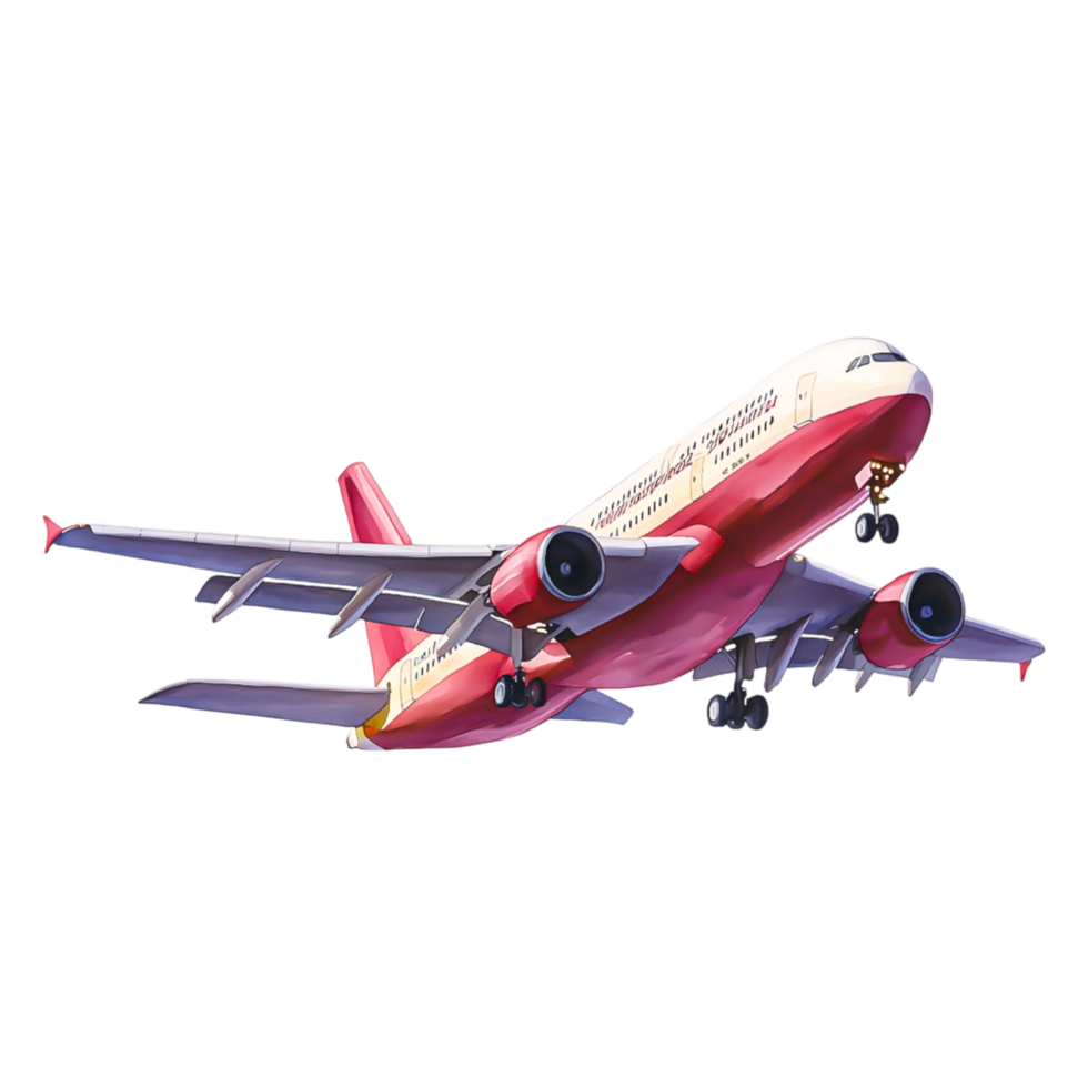 colorful-airplane-taking-off-in-clear-sky-with-clouds-above-free-png